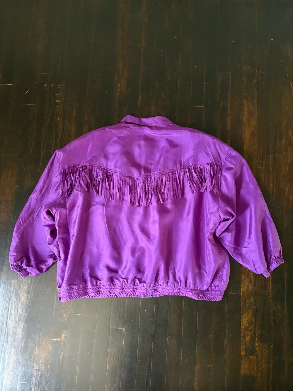 VTG Kathy White 100% Silk Fringe Tracksuit Set Purple Plus Size 4X NWT 1995